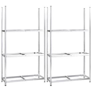 vidaXL Portapneumatici a 3 Strati 2 pz Argento 110x40x200cm in Acciaio