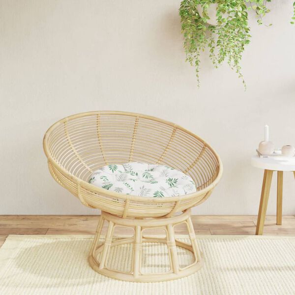 vidaXL Cuscino Rotondo Motivo a Foglie &Oslash; 60x11 cm in Tessuto Oxford