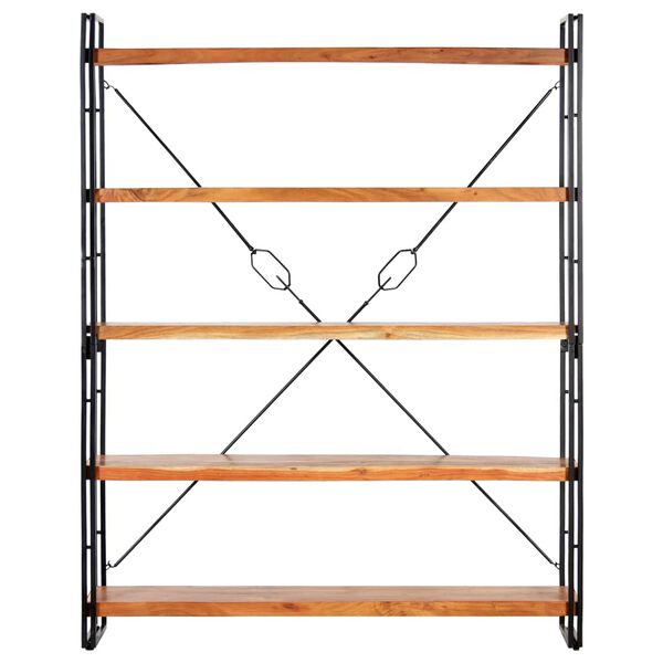 vidaXL Libreria a 5 Ripiani 140x30x180 cm in Legno Massello di Acacia