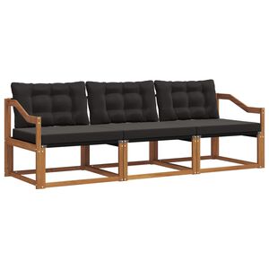 vidaXL Set di divani da esterno con cuscino 3 pcs Naturale e Nero