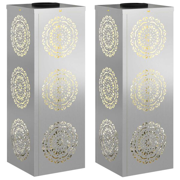 vidaXL Faro LED solare per sentieri 2 pcs Zincato Zincato