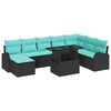 vidaXL Set Divano da Giardino 9 pz Nero Poly Rattan