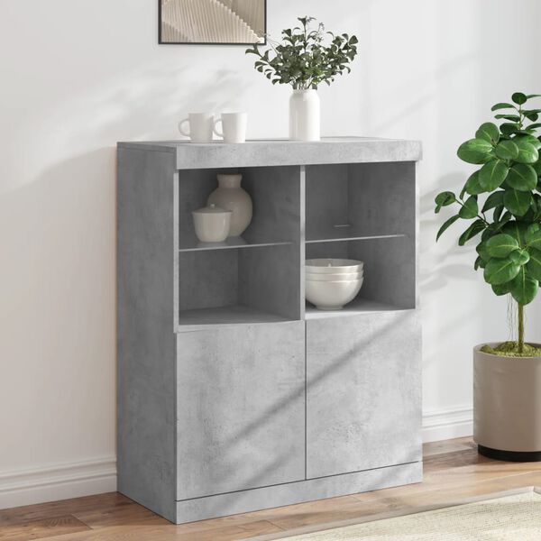 vidaXL Credenza con Luci LED Grigio Cemento 81x37x100 cm