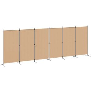 vidaXL Divisore per Stanza a 6 Pannelli Beige 520 x 180 cm Tessuto