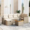vidaXL Set Divani da Giardino 7 pz con Cuscini Beige in Polyrattan