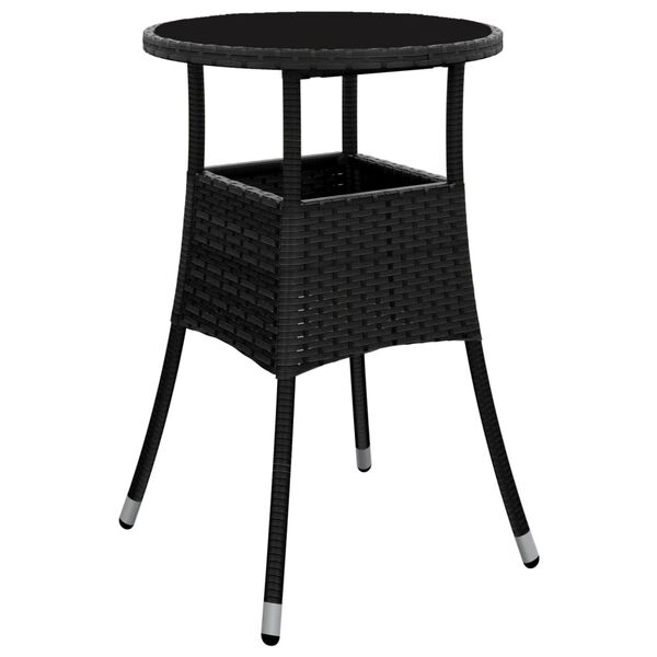 vidaXL Tavolo da Giardino &Oslash;60x75 cm Vetro Temperato e Polyrattan Nero