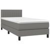 vidaXL Letto a Molle Materasso e LED Grigio Scuro 90x190 cm in Tessuto