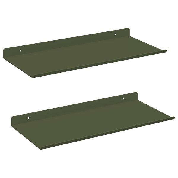 vidaXL Mensola sospesa 2 pcs Verde oliva 40 x 18 x 2,5 cm Acciaio