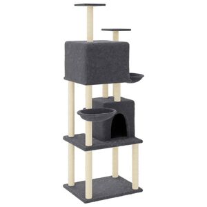 vidaXL Albero per Gatti con Tiragraffi in Sisal Grigio Scuro 180 cm