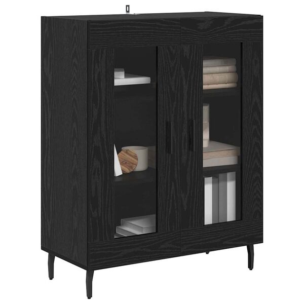 vidaXL Credenza Rovere Nero 69,5 x 34 x 90 cm Legno multistrato