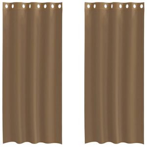 vidaXL Tende in Voile con Occhielli 2 pz Marrone Chiaro