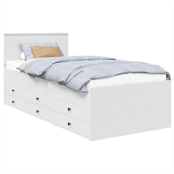 vidaXL Daybed con cassetto Bianco e Nero 90 x 200 cm Legno multistrato