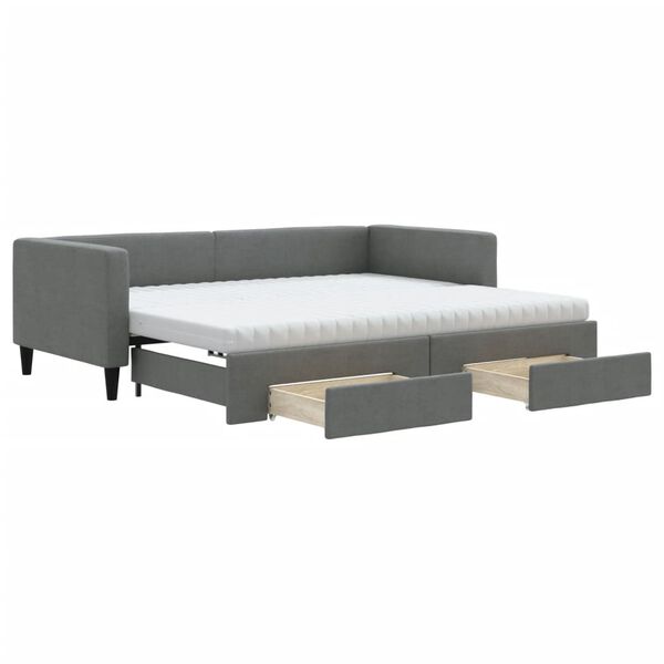 vidaXL Divano Letto Estraibile Cassetti Grigio Scuro 90x190cm Tessuto