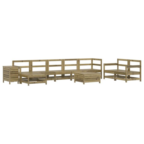 vidaXL Set Divani da Giardino 10 pz in Legno Impregnato di Pino