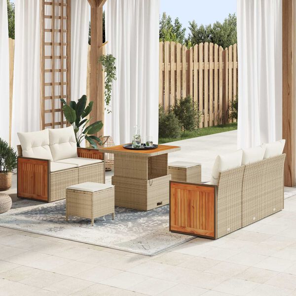 vidaXL Set Divano da Giardino 10 pcs Beige e Crema polyrattan