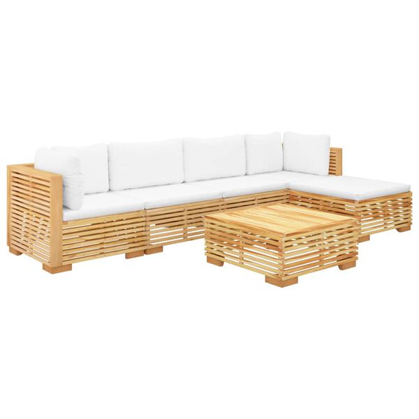 vidaXL Set Divani da Giardino 6 pz con Cuscini Legno Massello di Teak