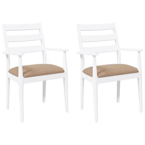vidaXL Sedie da Pranzo con Cuscini 2 pz Bianco Legno Massello di Hevea