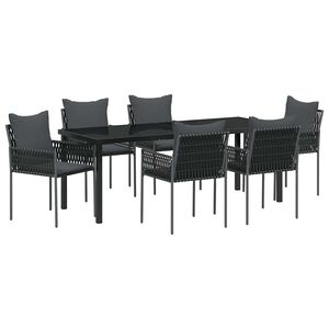 vidaXL Set da Pranzo per Giardino 7 pcs Nero e Grigio Rattan in PE