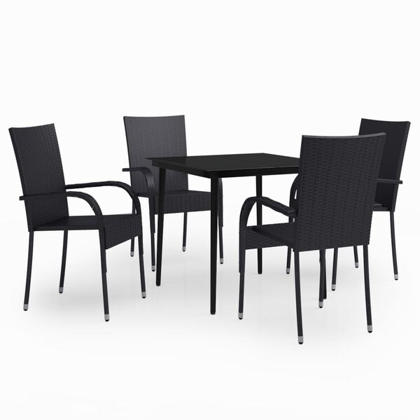 vidaXL Set da Pranzo da Giardino 5 pz Nero