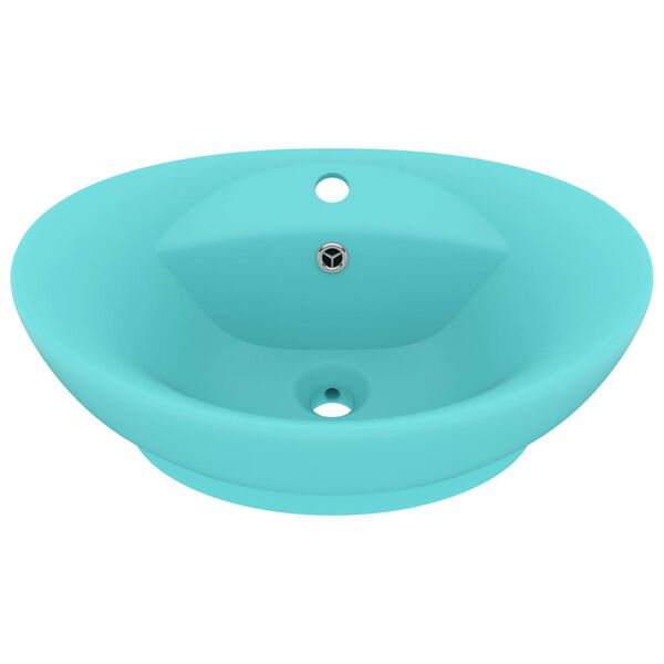 vidaXL Lavabo con Troppopieno Ovale Turchese Opaco 58,5x39 cm Ceramica