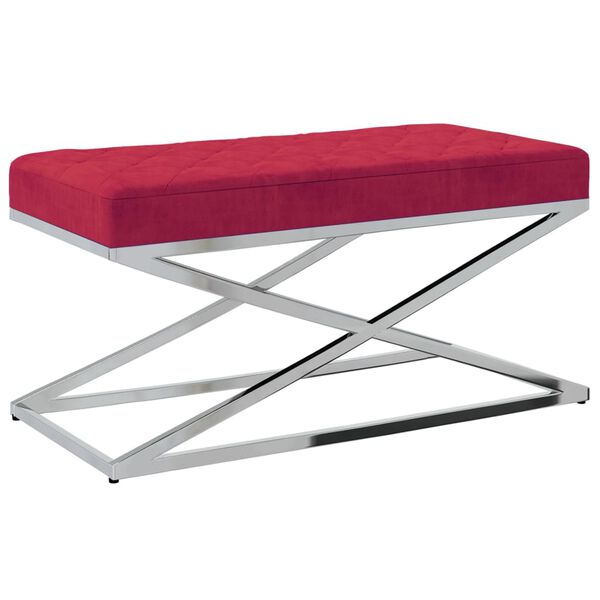 vidaXL Panca Rosso Vino in Velluto e Acciaio Inossidabile