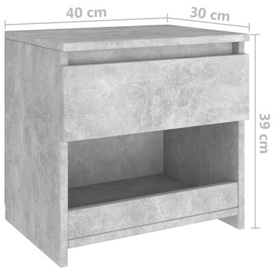 vidaXL Comodino Grigio Cemento 40x30x39 cm in Legno Multistrato
