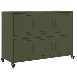 vidaXL Credenza Verde Oliva 100,5x39x72 cm in Acciaio