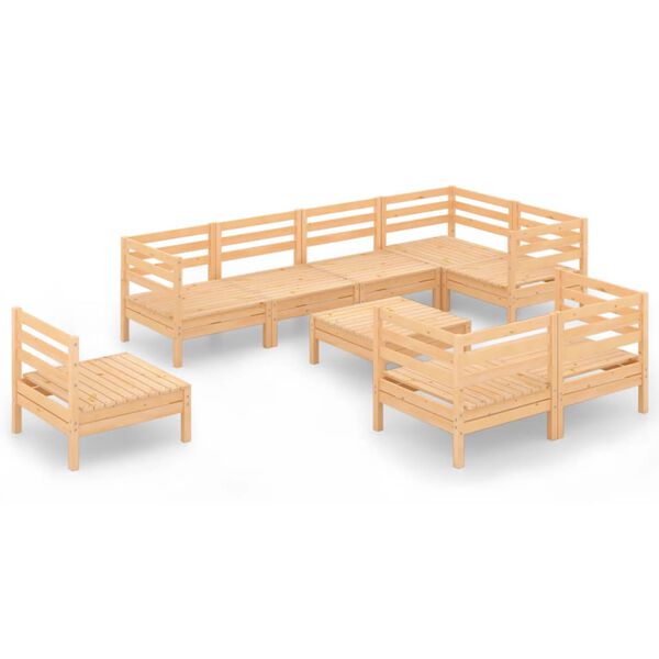 vidaXL Set Salotto da Giardino 9 pz in Legno Massello di Pino