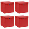 vidaXL Scatole Portaoggetti con Coperchi 4pz Rosse 32x32x32 cm Tessuto