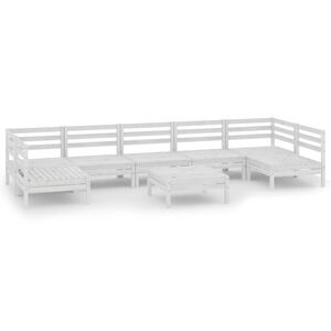 vidaXL Set Salotto da Giardino 8 pz in Legno Massello di Pino Bianco