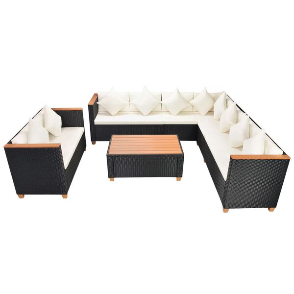 vidaXL Set Divani da Giardino 6 pz con Cuscini in Polyrattan Nero