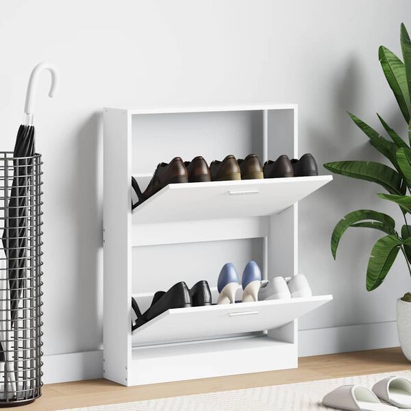 vidaXL Scarpiera Bianca 59x17x81 cm in Legno Massello di Argilla