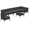 vidaXL Set Divani da Giardino 8 pz con Cuscini in Polyrattan Nero
