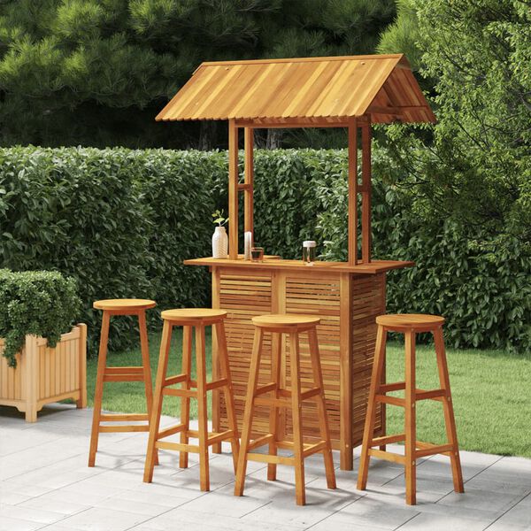 vidaXL Set da Bar per Giardino 5 pz in Legno Massello di Acacia