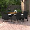 vidaXL Set da Pranzo da Giardino 7 pz in Polyrattan Nero