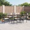 vidaXL Set da Pranzo da Giardino 7 pz Nero con Cuscini in Polyrattan