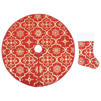 vidaXL Gonna Albero Natale Raffinata con Calza Rosso Tessuto 150 cm
