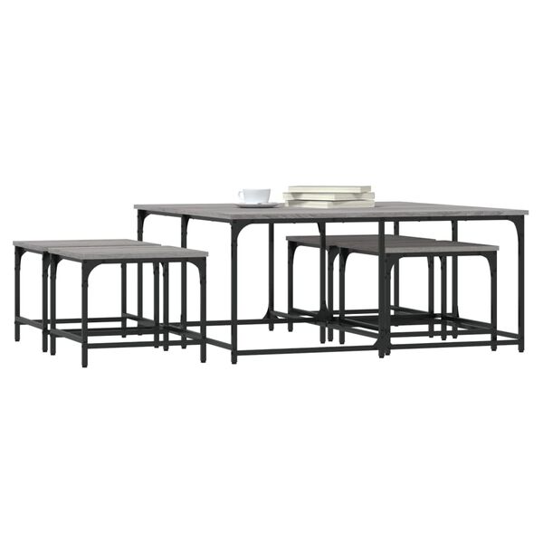 vidaXL Tavolini Salotto Impilabili 5pz Grigio Sonoma Legno Multistrato