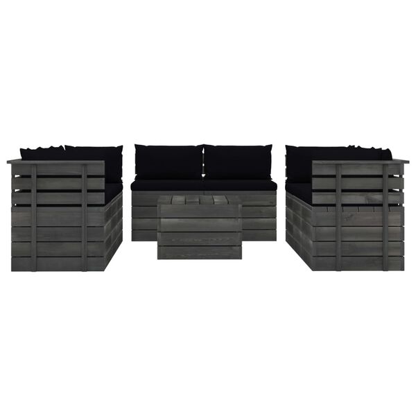 vidaXL Set Divani da Giardino su Pallet 9 pz con Cuscini Massello Pino