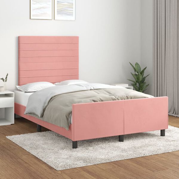vidaXL Giroletto senza Materasso Rosa 120x190 cm Velluto