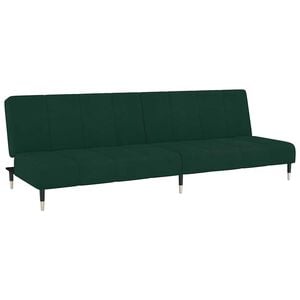 vidaXL Divano Letto a 2 Posti Verde Scuro in Velluto