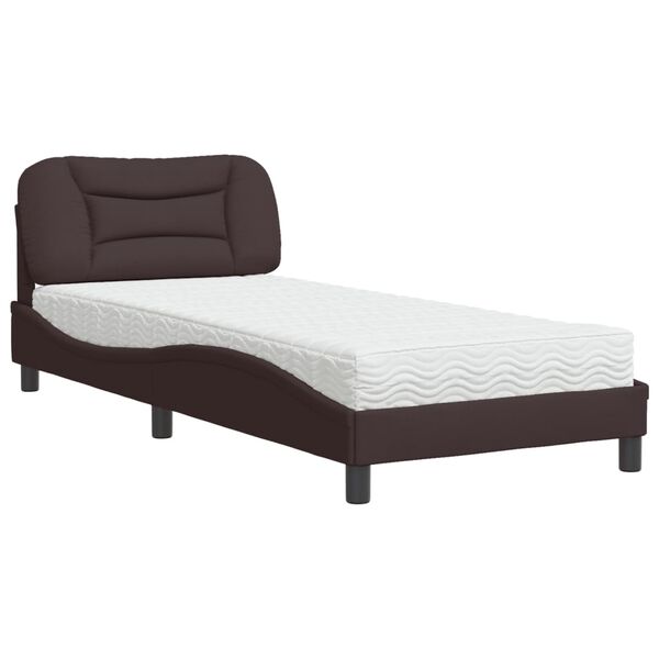 vidaXL Letto con Materasso Hvar Marrone Scuro 90x200 cm in Tessuto