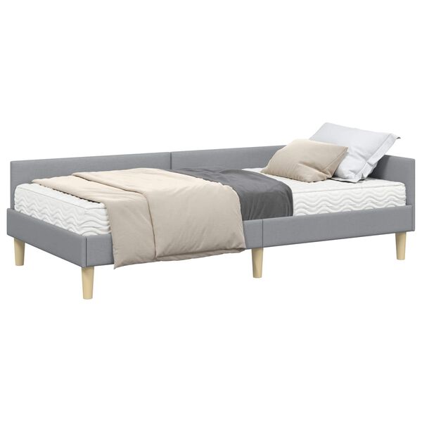 vidaXL Struttura Letto Angolare con Materasso 2 pcs Grigio chiaro