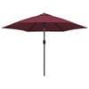 vidaXL Ombrellone da Giardino con LED Palo Acciaio 300 cm Rosso Bord&ograve;