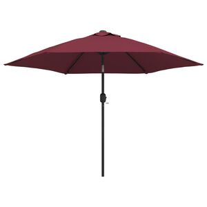 vidaXL Ombrellone da Giardino con LED Palo Acciaio 300 cm Rosso Bord&ograve;