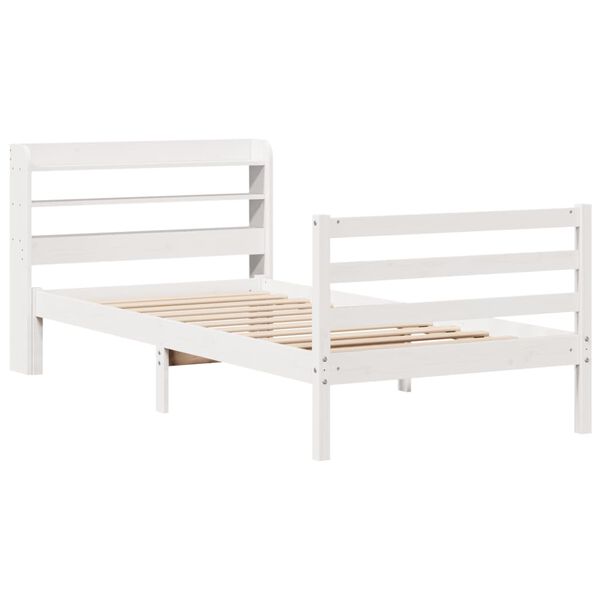 vidaXL Giroletto con Testiera Bianco 75x190 cm Legno Massello di Pino