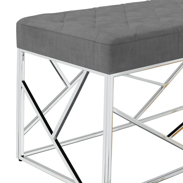 vidaXL Panca 97 cm Grigio Scuro in Velluto e Acciaio Inossidabile