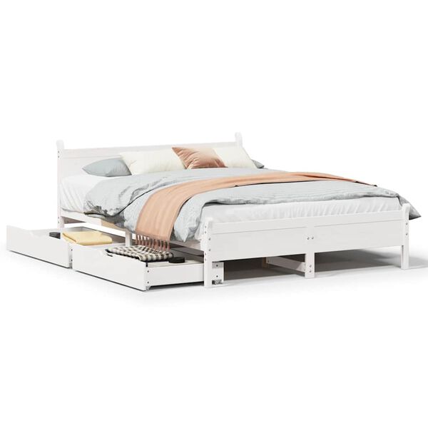 vidaXL Letto senza Materasso Bianco 160x200 cm Legno Massello di Pino
