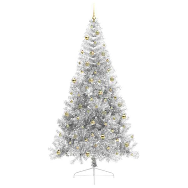 vidaXL Albero di Natale artificiale con luci integrate Argento 240 cm
