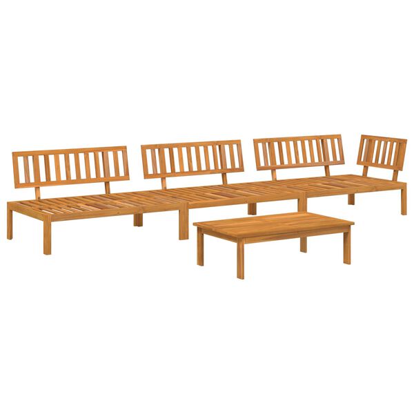 vidaXL Set di divani con cuscino 4 pcs Crema Legno di Acacia Massello